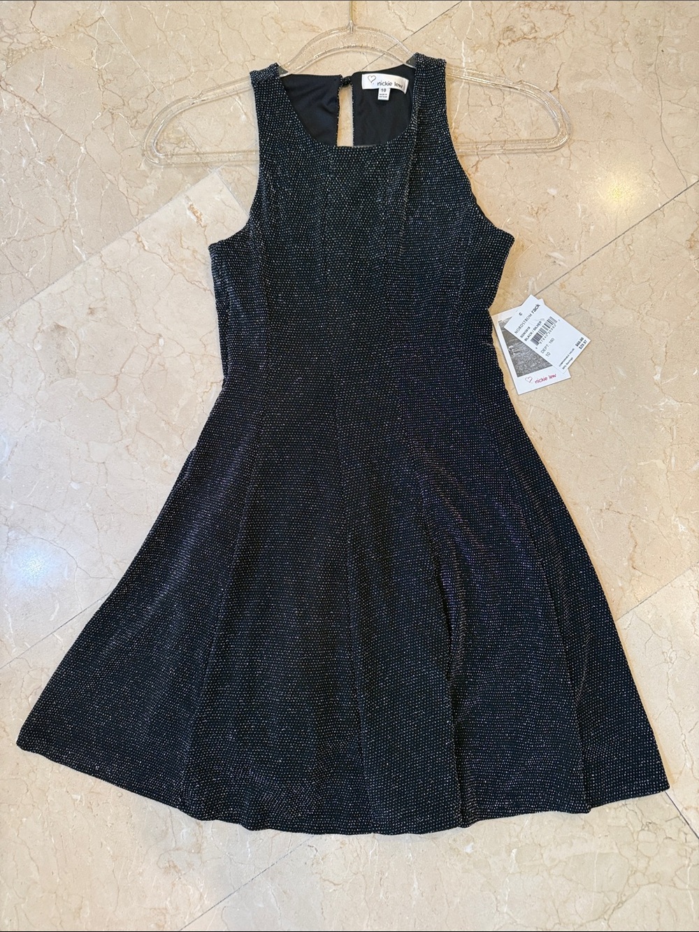 Nordstrom Girls Black Sparkle A-Line Dress